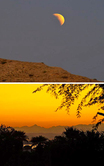 lunar eclips and sunrise over Muscat, Oman